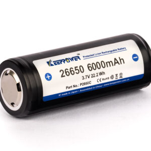 Batterie Akku wiederaufladbar 26650 3,6V - 3,7V 6000mAh Li-Ionen/Battery Akku zbh. Keeppower *2er Pack* PCB-geschützt *ALLTRAVEL
