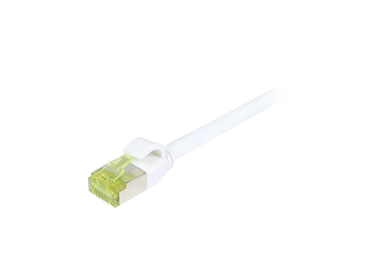 Patchkabel RJ45, CAT6A 500Mhz, 3m, weiss, S-STP(S/FTP), slimline rund d=4,5mm, TPE/LSZH(Superflex), AWG28, mit CAT7 Rohkabel, Synergy 21