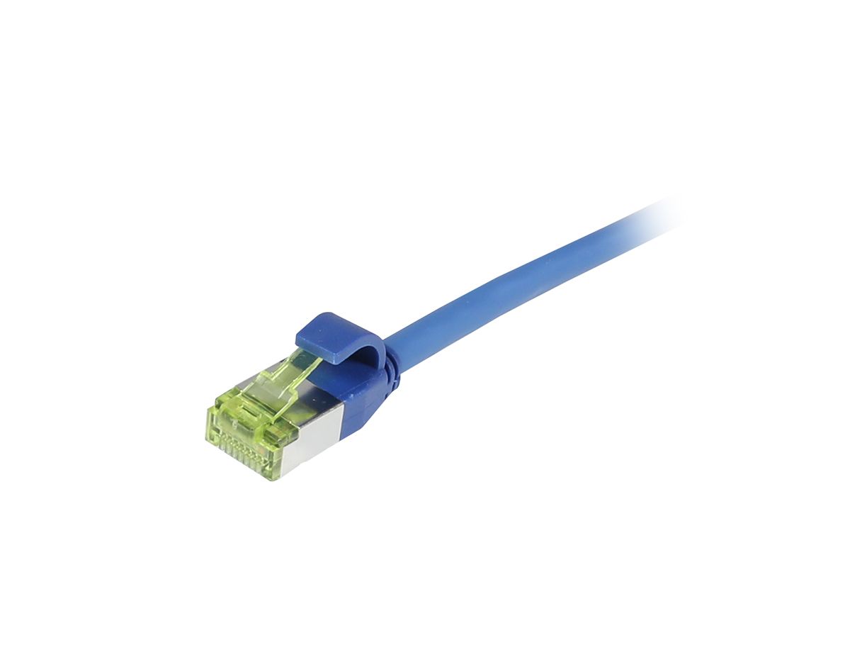 Patchkabel RJ45, CAT6A 500Mhz, 3m, blau, S-STP(S/FTP), slimline rund d=4,5mm, TPE/LSZH(Superflex), AWG28, mit CAT7 Rohkabel, Synergy 21