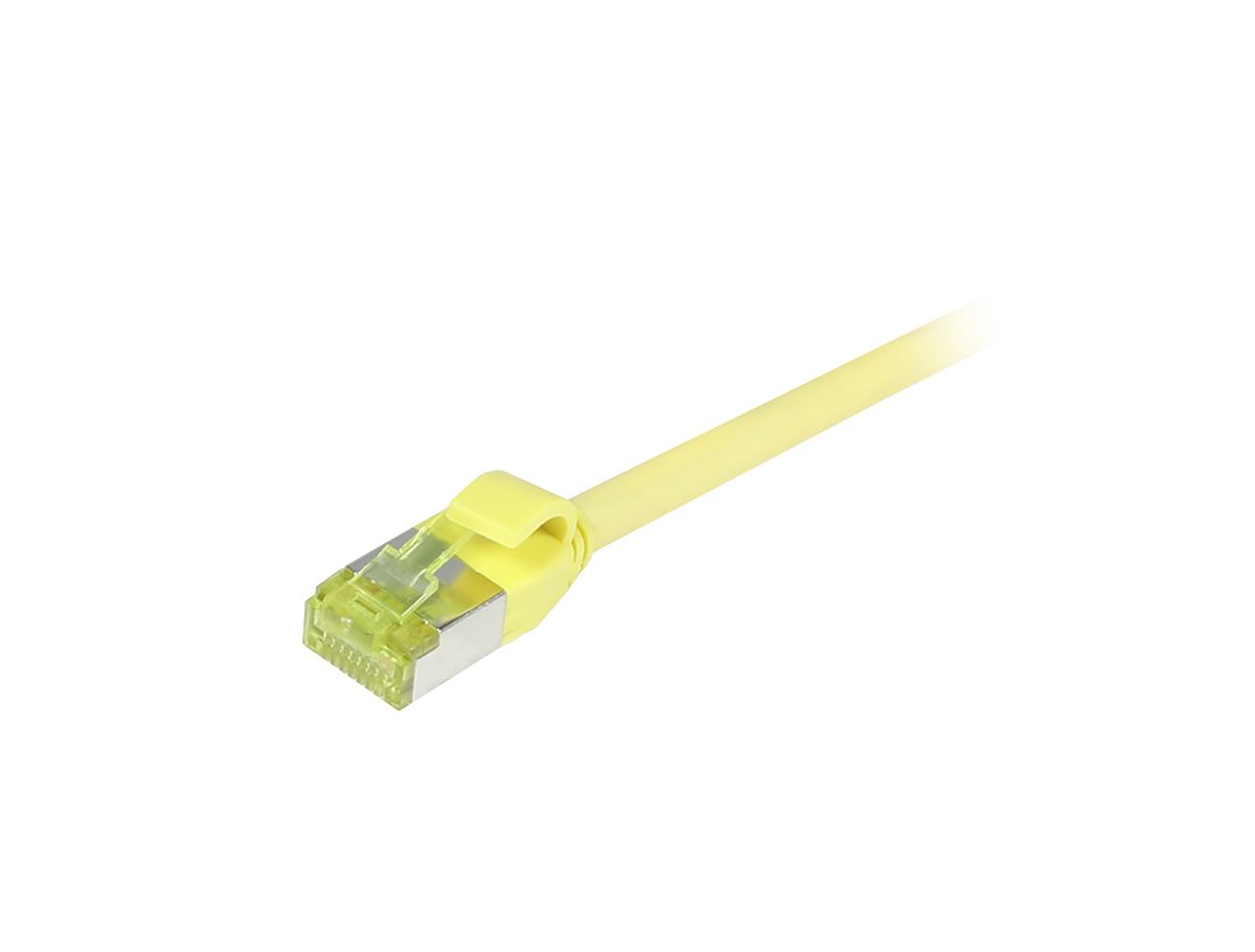 Patchkabel RJ45, CAT6A 500Mhz, 0.15m, gelb, S-STP(S/FTP), slimline rund d=4,5mm, TPE/LSZH(Superflex), AWG28, mit CAT7 Rohkabel, Synergy 21