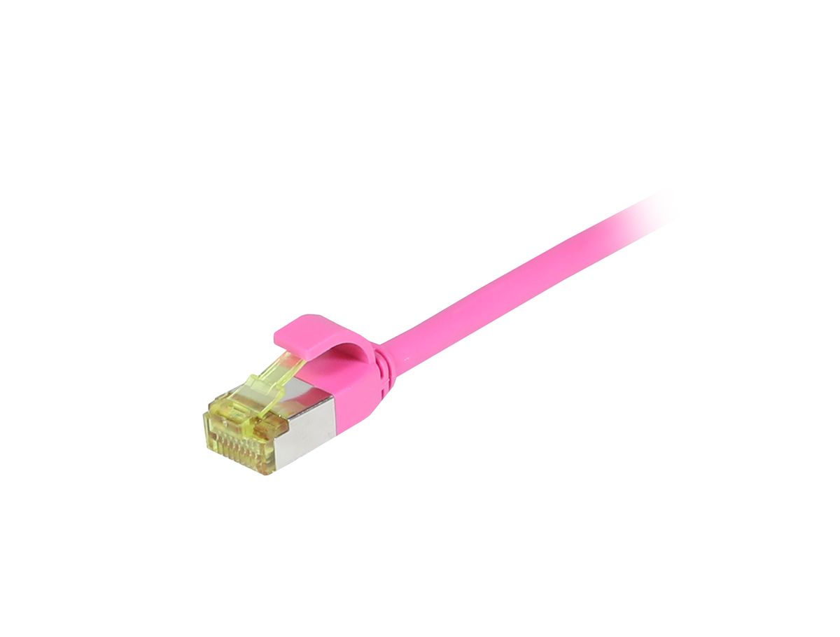 Patchkabel RJ45, CAT6A 500Mhz, 0.25m, magenta, S-STP(S/FTP), slimline rund d=4,5mm, TPE/LSZH(Superflex), AWG28, mit CAT7 Rohkabel, Synergy 21