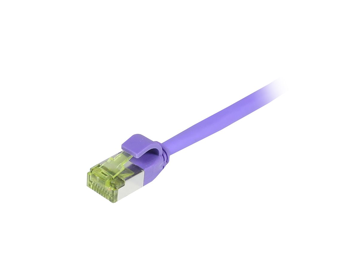 Patchkabel RJ45, CAT6A 500Mhz, 0.5m, lila, S-STP(S/FTP), slimline rund d=4,5mm, TPE/LSZH(Superflex), AWG28, mit CAT7 Rohkabel, Synergy 21