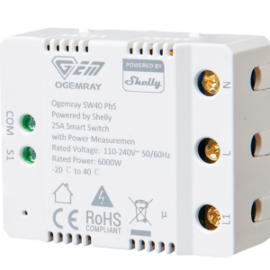 Shelly PbS · "Ogemray Smart Relay 25A" · Großgeräte Relais · max. 25A · Messfunktion · WLAN · LAN · BT · SW40-25A-Relay-PbS