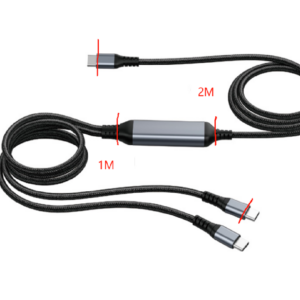 Kabel USB, C(St) => 2x C(St), 3,0m, PD 100W max. "70W+30W" Charging Only, no DATA-FUNCTION