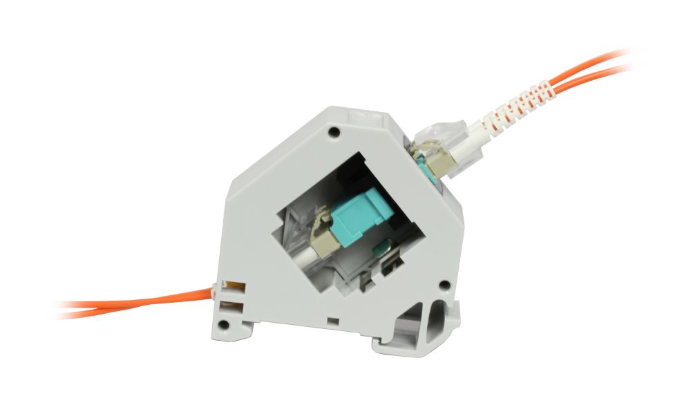 Keystone,Modulträger, DIN Rail, incl. LWL-Kupplung LC multi-Mode 50u OM4, Hutschienenadapter, Synergy 21,
