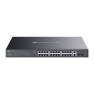 Omada by tp-link Switch easy managed 28 Port • 24x 1 GbE PoE+ • 2x 1 GbE • 2x SFP • PoE Budget bis 384 Watt • 802.3at/af • 19” • Omada • ES228GMP(UN)