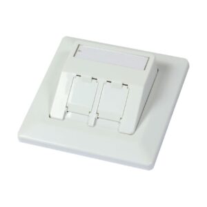 Dosen TP,UP,2-fach(27Grad Auslass für Runde Unterputzdosen),CAT6A, Keystone Slim-line/Komponent getestet, Reinweiss, Synergy 21,