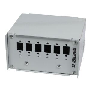 LWL-Patchpanel für Hutschiene(DIN), 6xLC-Duplex/SC-Simplex-Buchsen, ohne Kupplungen, Lichtgrau, Synergy 21,