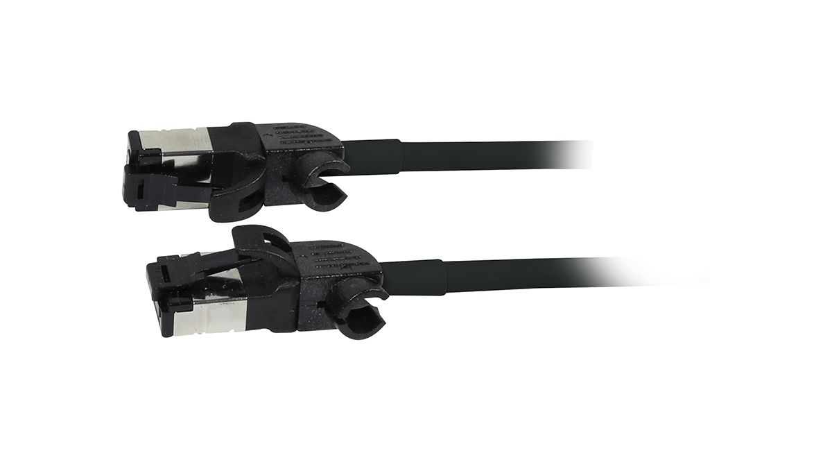 Patchkabel RJ45, CAT6A 500Mhz, 2m, schwarz, S/FTP, slimline rund d=4,5mm, TPE/LSZH(Superflex), AWG28, mit CAT7 Rohk., drehbarer Stecker, Synergy21