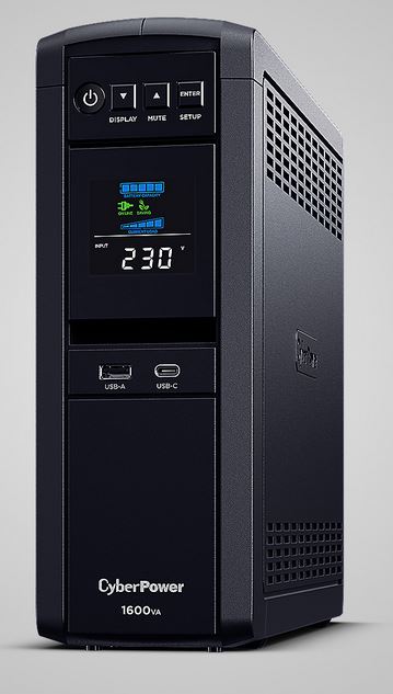 CyberPower USV, PFC-Serie, 1600VA/1000W, Line-Interactive, USB, reiner Sinus, Schutzkontaktdosen/IEC C13, USB-Ladeanschluss,