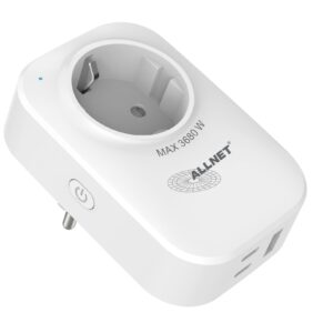 ALLNET ESP32 WiFi Schaltsteckdose ALL3079 inkl. Strommessung & USB-Ladegerät, 2in1 WIFI-Smart-Plug & USB Ladegerät