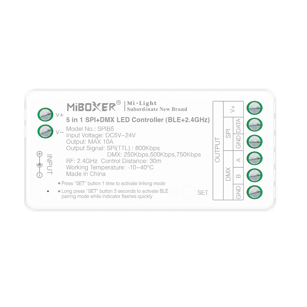 MiBoxer SPIB5 LED Pixel LED Controller SPI-Serie 5 in 1 SPI+DMX (2.4GHz+BLE)