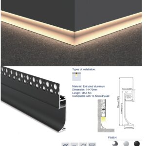 Synergy 21 LED U-Profil 200cm, ALU1270, weiß, Fußboden/Sockelleiste unterputz