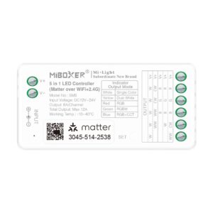 MiBoxer SM5 LED Controller Matter-Serie 5in1 (Single Colour/CCT(dual white)/RGB/RGB-W/RGB+CCT) Matter Over WiFi+2.4GHz IP20