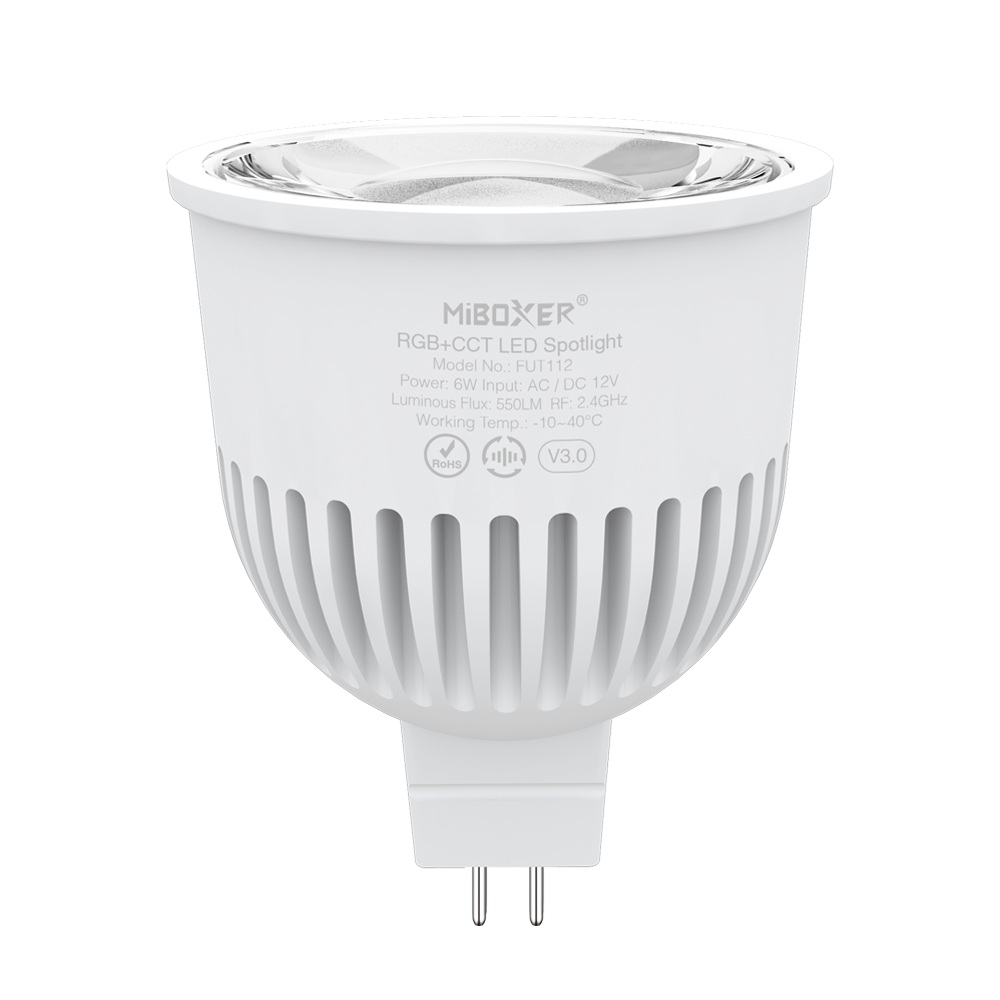 MiBoxer FUT112 LED Retrofit Gx 5,3/MR16 6W (RGB-CCT) 2,4 GHz smooth dim