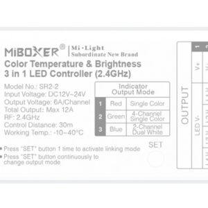 MiBoxer SR2-2 LED Controller 3in1 (Single+CCT(dual white)) DC12/24V 2,4G