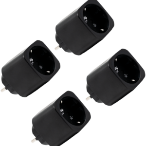 Shelly · Plug & Play "Plug M Gen3 Black" · 4er Set · Smarter Zwischenstecker · 13A · Messfunktion · WLAN · BT · schwarz