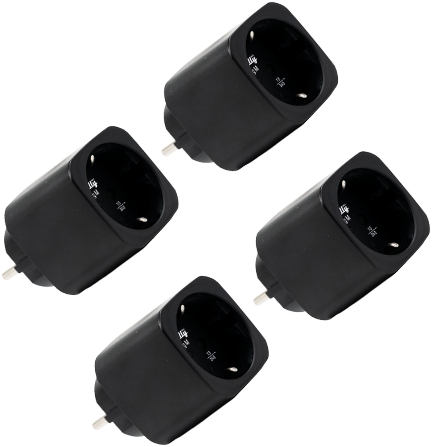 Shelly · Plug & Play "Plug M Gen3 Black" · 4er Set · Smarter Zwischenstecker · 13A · Messfunktion · WLAN · BT · schwarz