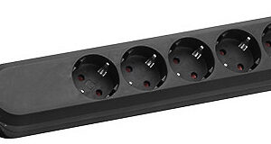 Bachmann Tischsteckdose, 6xDosen(CEE7)->Stecker(CEE7), 5m, schwarz, SMART,