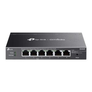Omada by tp-link Switch easy managed 6 Port • 6x GbE • 4x PoE+ Ports • PoE Budget 65 Watt • Lüfterlos, Omada • ES206GP