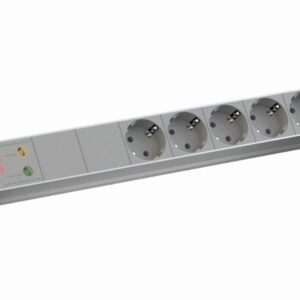 ALLNET 19"zbh. Steckdosenleiste, 6xDosen(CEE7)->Stecker(CEE7), NF/ÜS, ALU, Lichtgrau, Bachmann