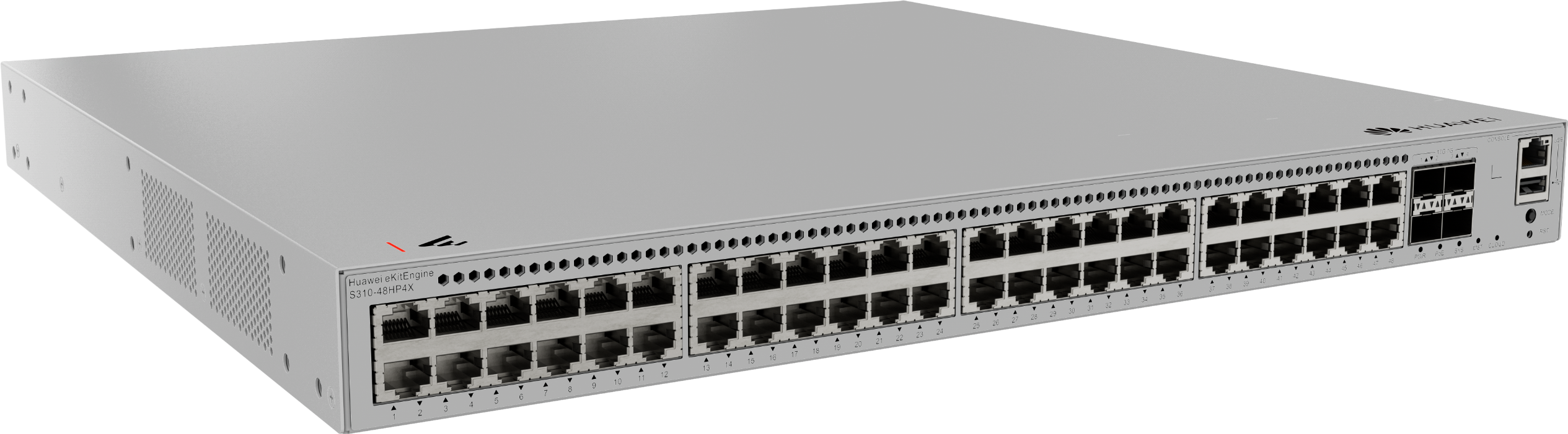Huawei Switch full managed L2+ 52 Port • 48x GbE • PoE Budget 864W • 48x PoE at • 4x SFP+ • 19" • iStack • S310-48HP4X • eKit