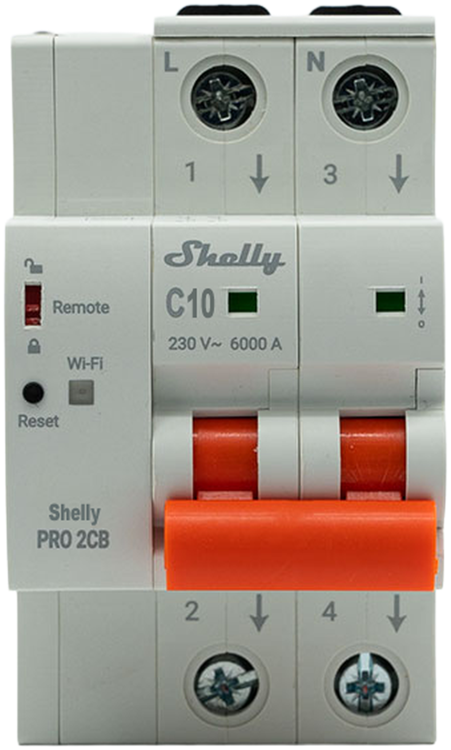 Shelly · Smarter Leitungsschutzschalter · "Pro 2CB C32" · 2-polig · 32A · Fernsteuerung · LAN · WLAN · Bluetooth