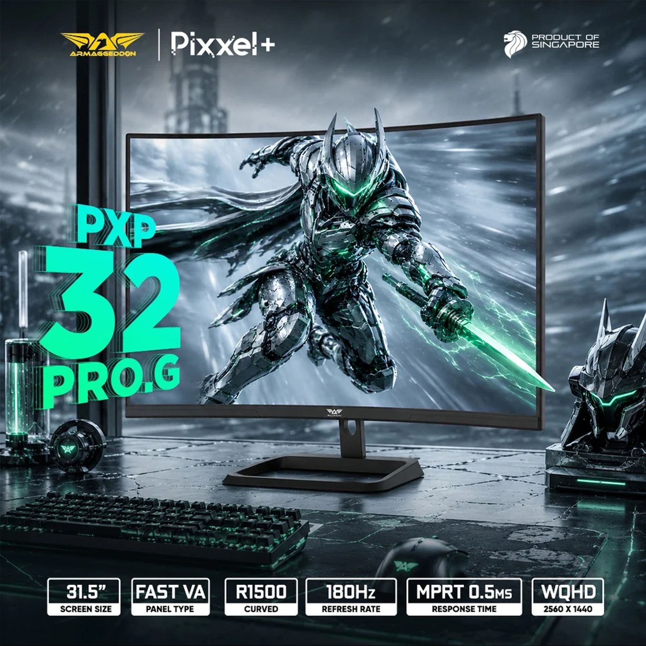 Armaggeddon Pixxel+ PXP32 PRO.G Curve Gaming Monitor (Black)