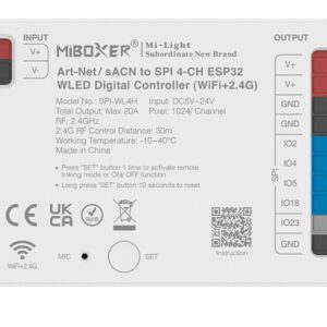 Synergy 21 Pixel LED Controller SPI-Serie Art-Net / sACN to SPI 4-CH ESP32WLED Digital Controller (WiFi+2.4G) *Milight/Miboxer*