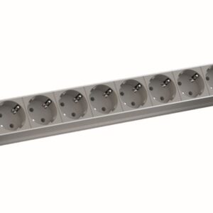 ALLNET 19"zbh. Steckdosenleiste, 9xDosen(CEE7)->Stecker(CEE7), ALU, Lichtgrau, Bachmann,