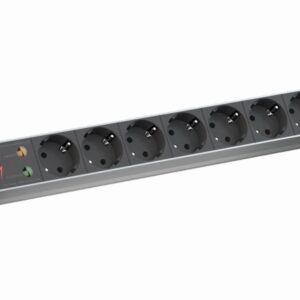 ALLNET 19"zbh. Steckdosenleiste, 8xDosen(CEE7)->Stecker(CEE7), ÜS, ALU, Schwarz, Bachmann,