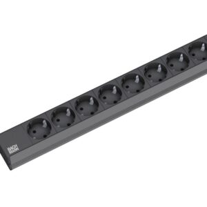 ALLNET 19"zbh. Steckdosenleiste, 9xDosen(CEE7)->Stecker(CEE7), ALU, Schwarz, Bachmann,